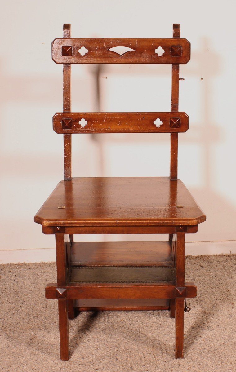 Library Stepladder Transformable Into Chair - 19th Century-photo-4