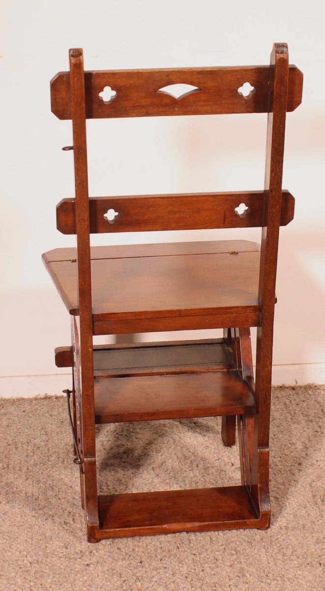 Library Stepladder Transformable Into Chair - 19th Century-photo-7