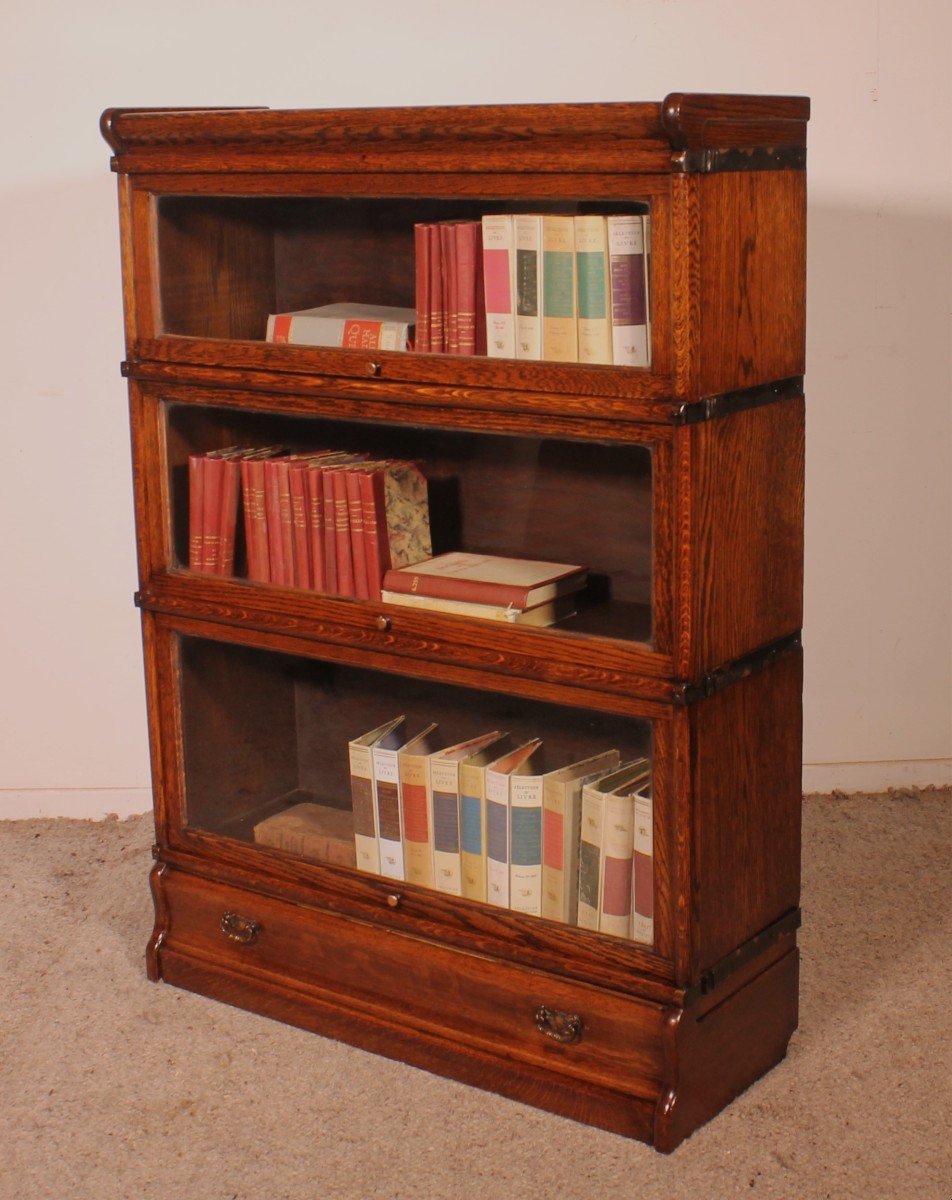 Bibliothèque Globe Wernicke  En Chêne De 3 éléments Avec Tiroir-photo-6