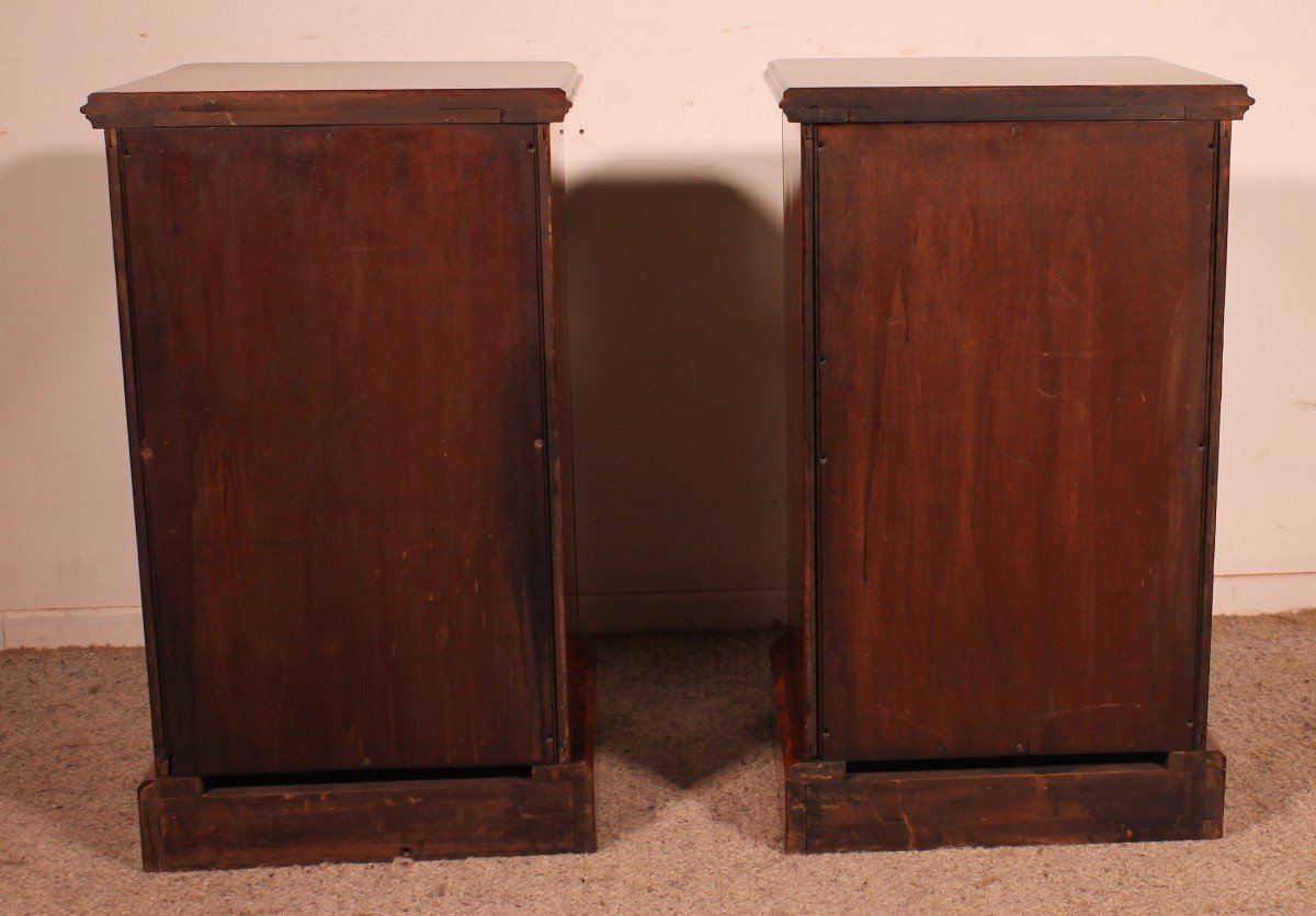 Pair Of Burl Walnut Bedside Tables - 19th Century-photo-2