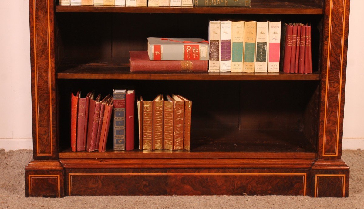 Open Bookcase In Burl Walnut Circa 1820-photo-3