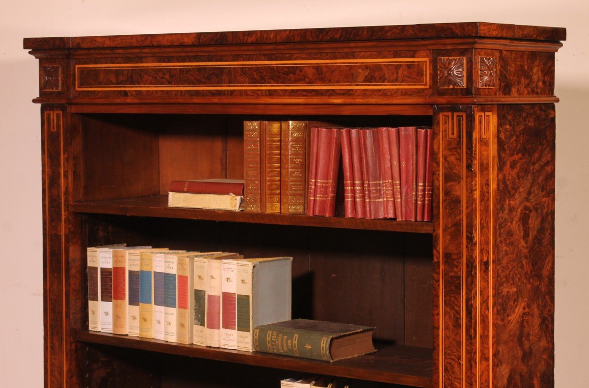 Open Bookcase In Burl Walnut Circa 1820-photo-3