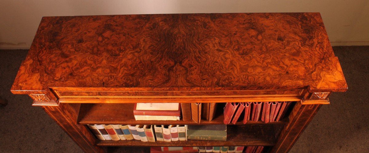 Open Bookcase In Burl Walnut Circa 1820-photo-8