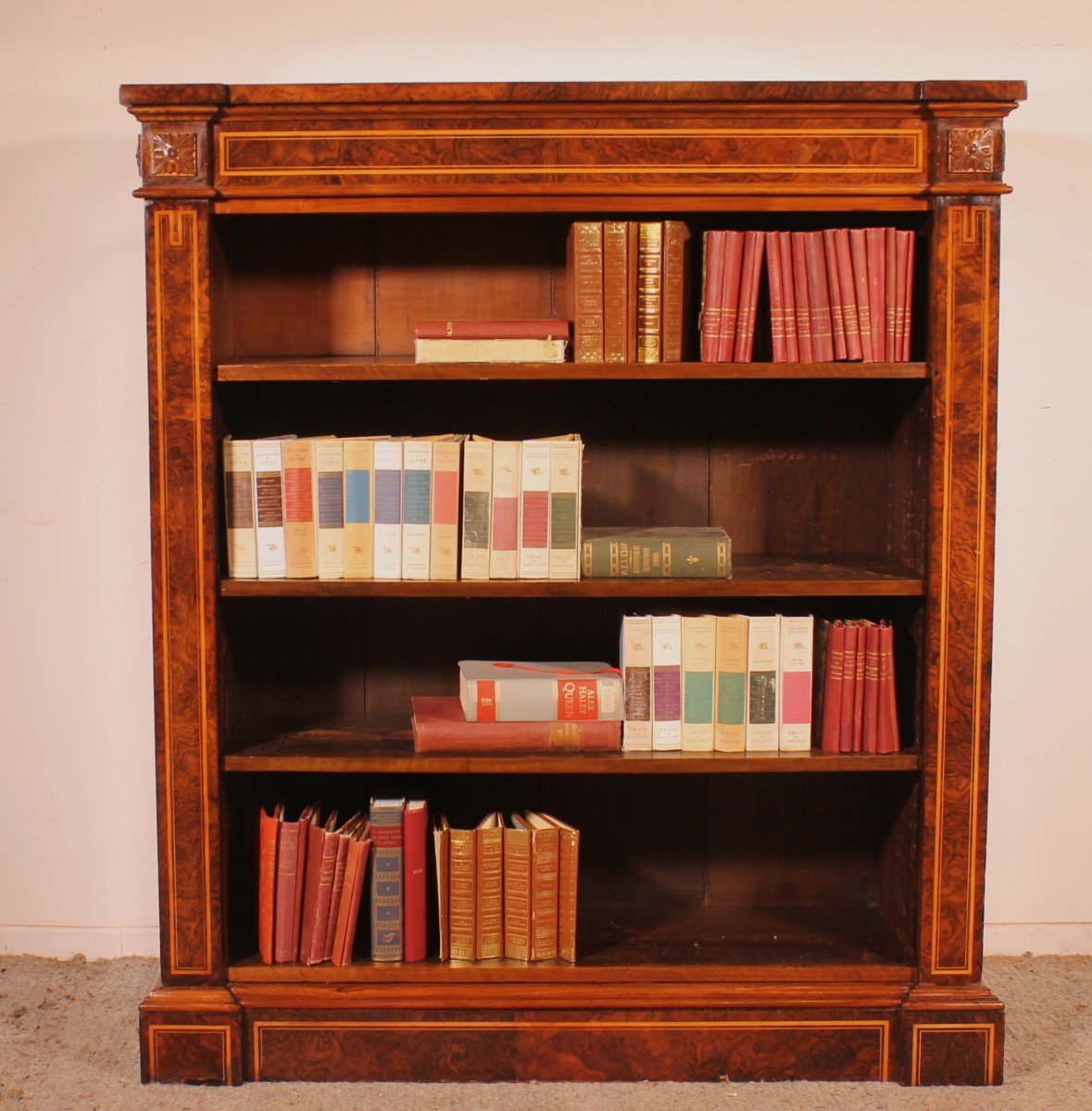 Open Bookcase In Burl Walnut Circa 1820