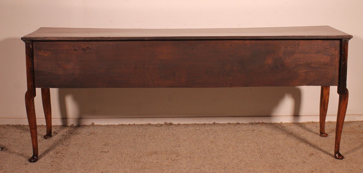 Large Oak Console Or Dresser Base With Three Drawers - 18th Century-photo-3