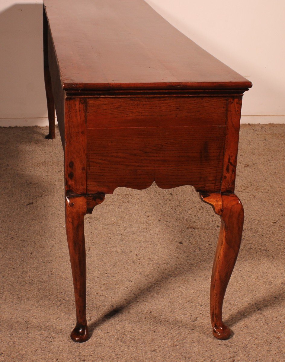 Large Oak Console Or Dresser Base With Three Drawers - 18th Century-photo-4