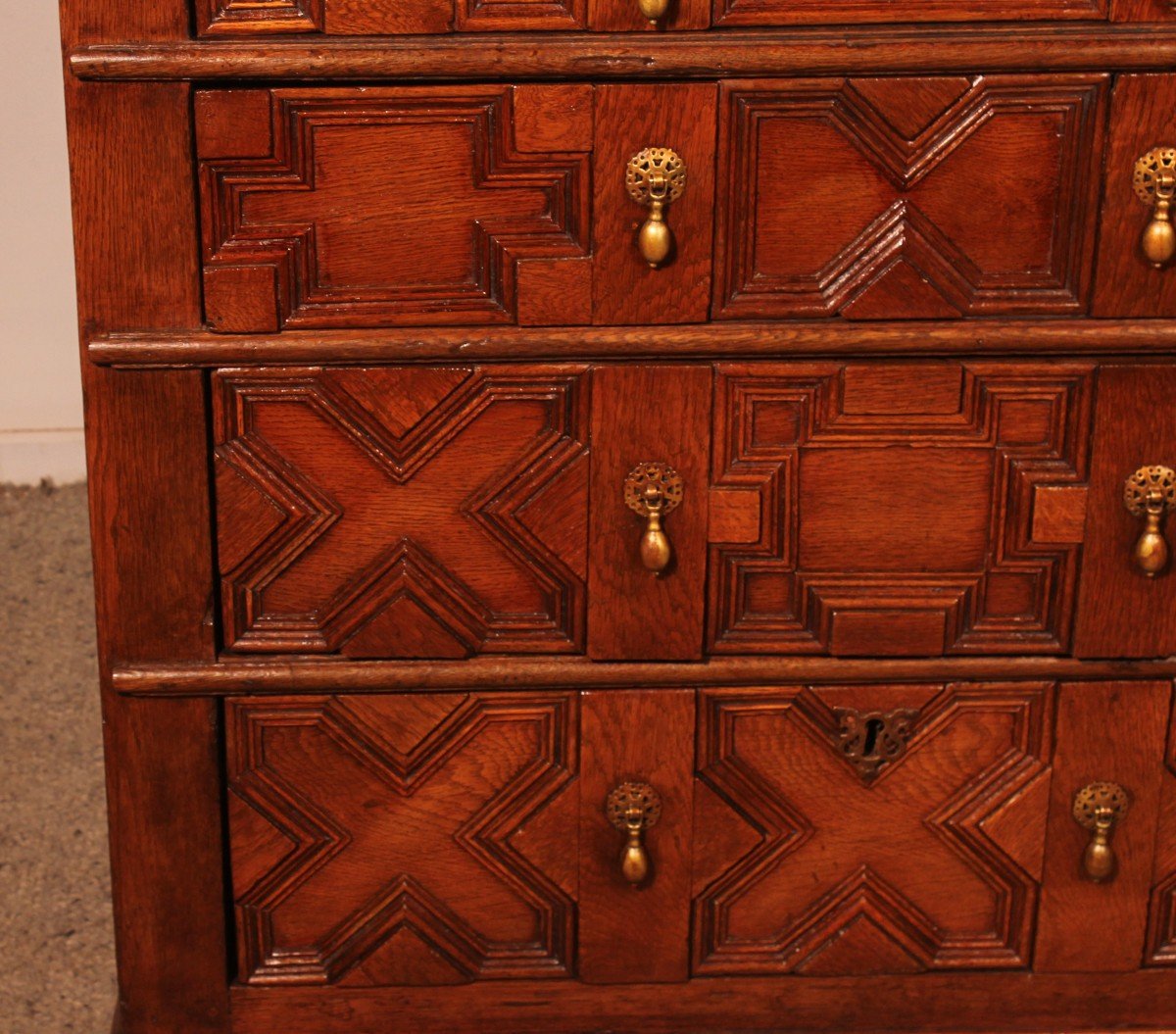 Commode Jacobean En Chêne Du 17° Siècle-photo-1