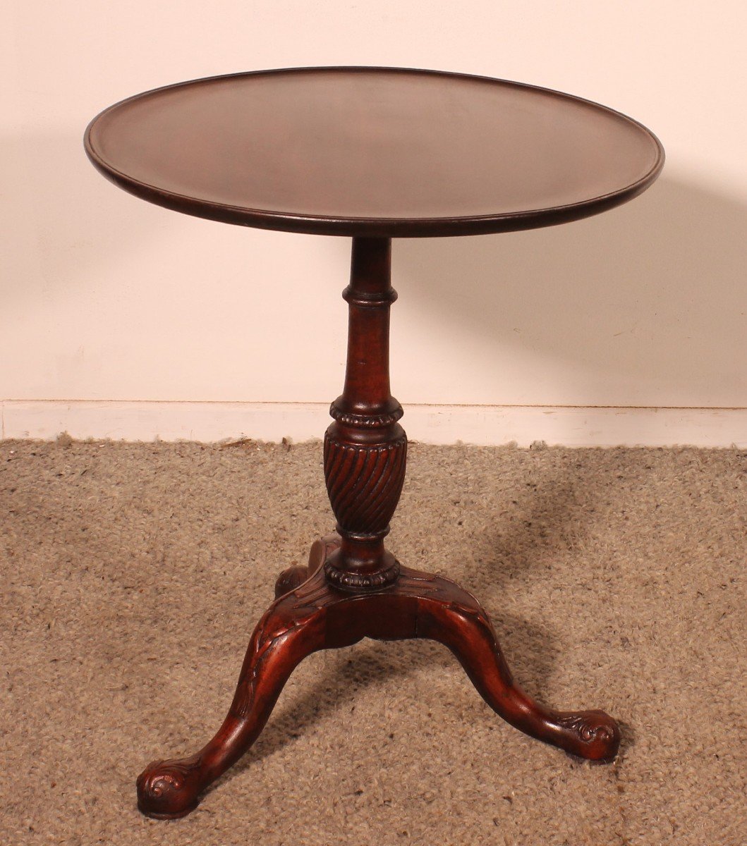 Small Mahogany Pedestal Table - 19th Century-photo-2