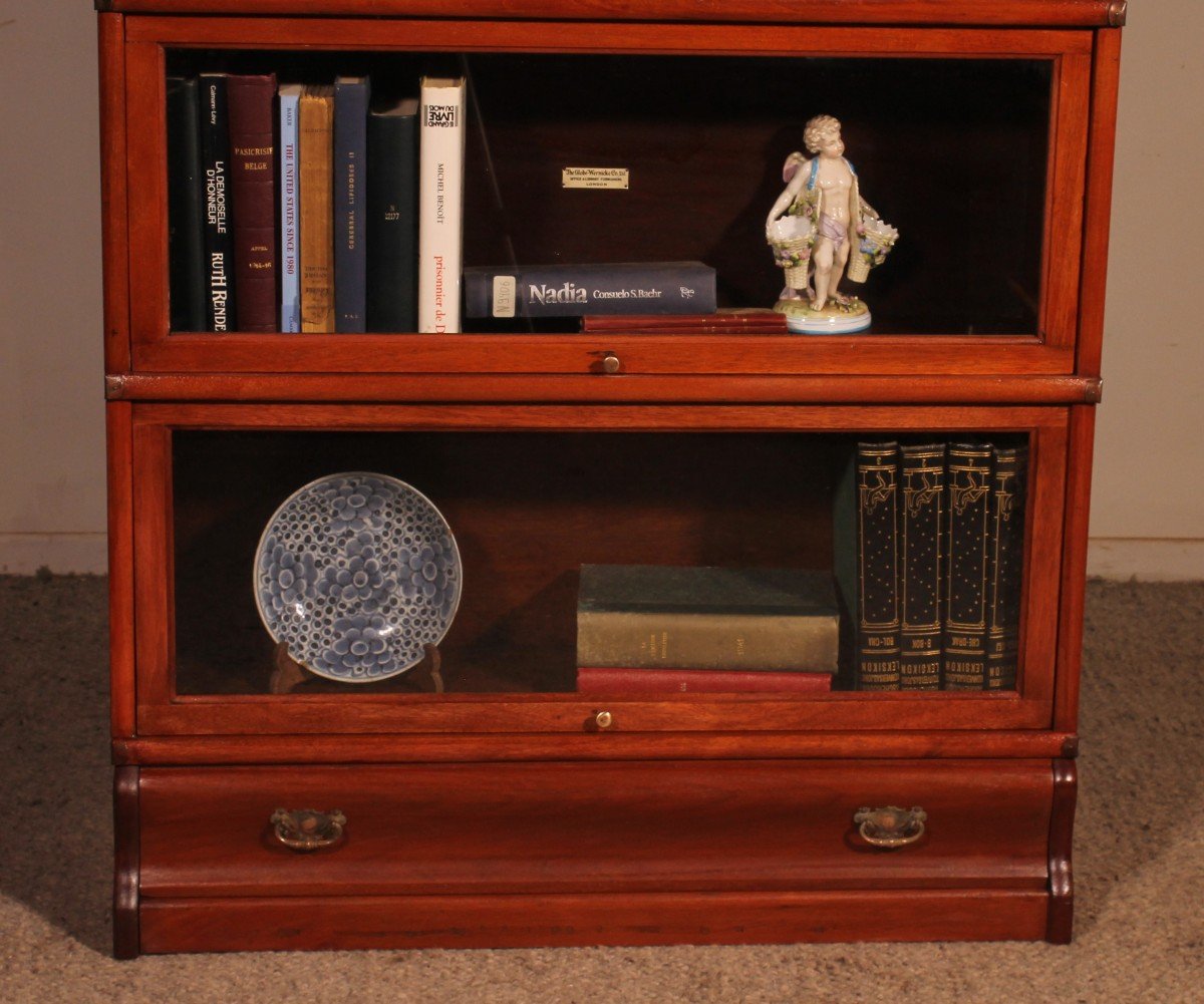 Globe Wernicke Mahogany Bookcase Of 4 Elements With A Drawer-photo-2