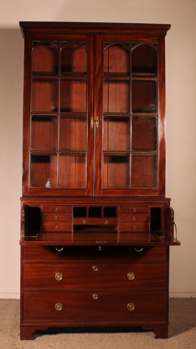 Mahogany Bookcase With Secretary Circa 1820-photo-2