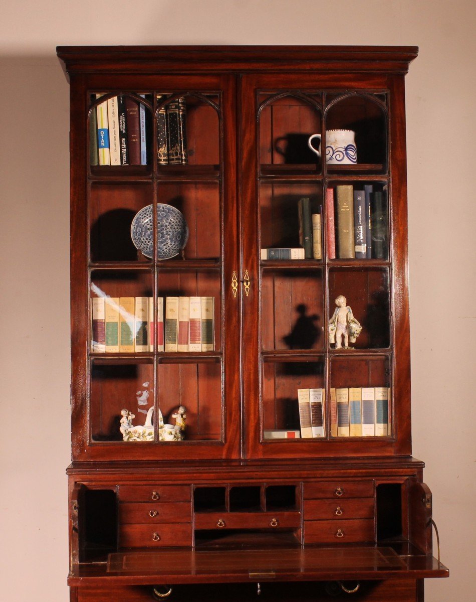 Mahogany Bookcase With Secretary Circa 1820-photo-4