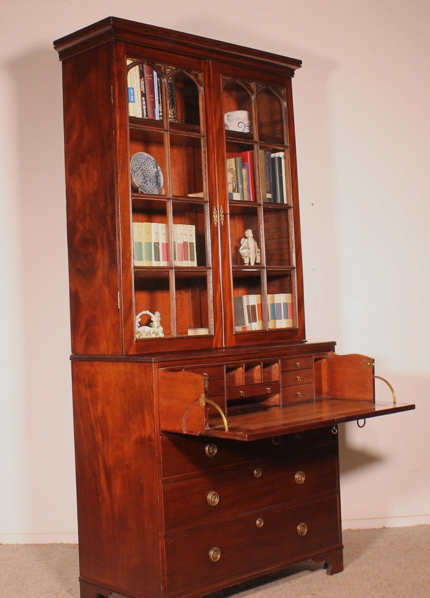 Mahogany Bookcase With Secretary Circa 1820-photo-4