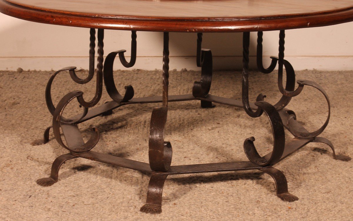 Round Coffee Table With A 18 Century Brazier In It's Center-photo-3