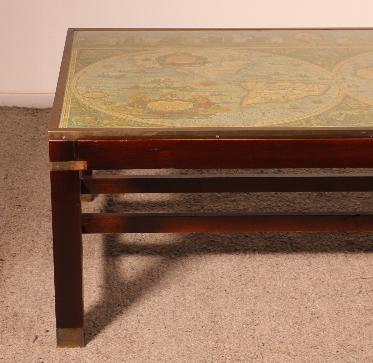 Coffee Table With Antique World Map-photo-2