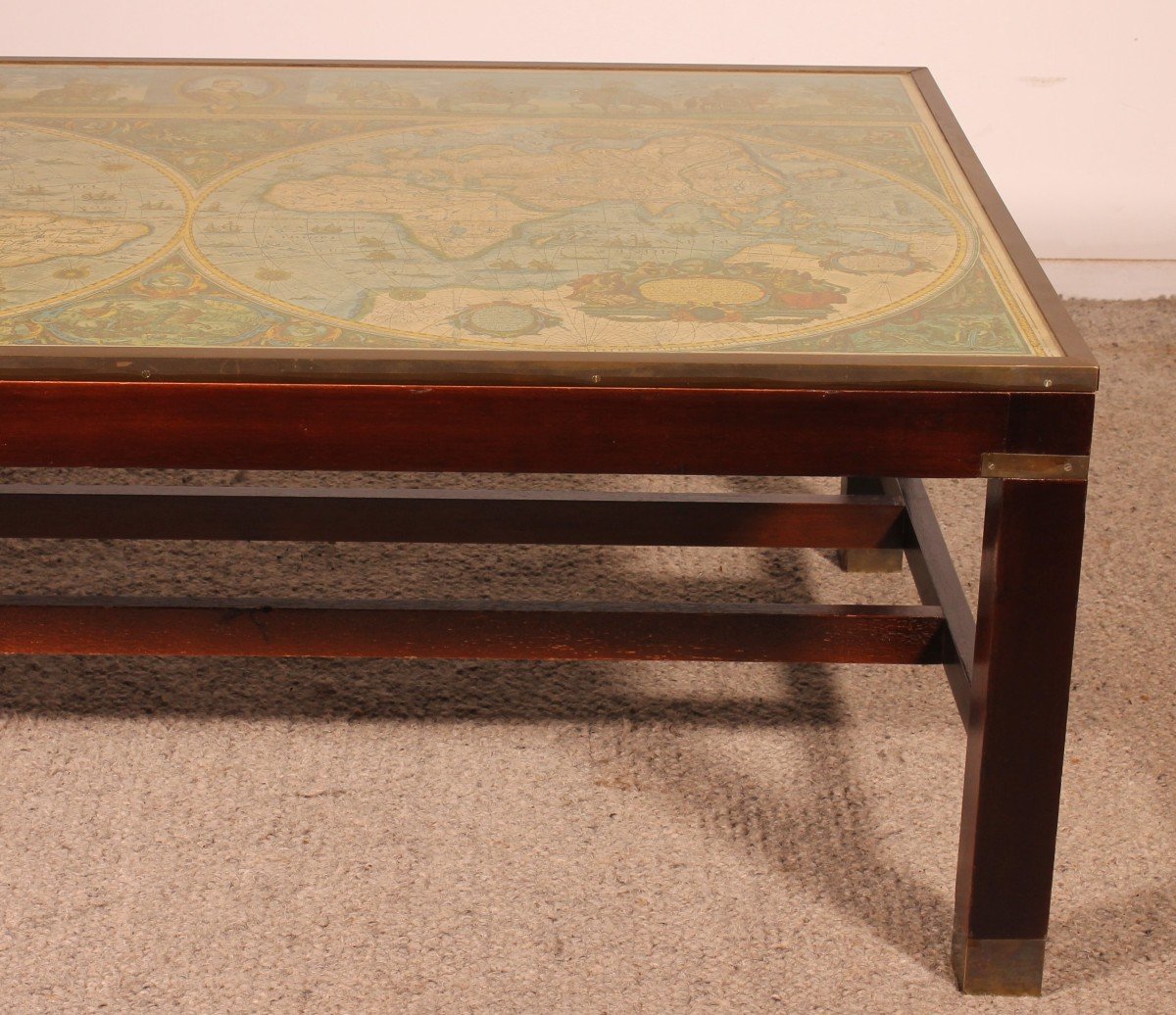 Coffee Table With Antique World Map-photo-3