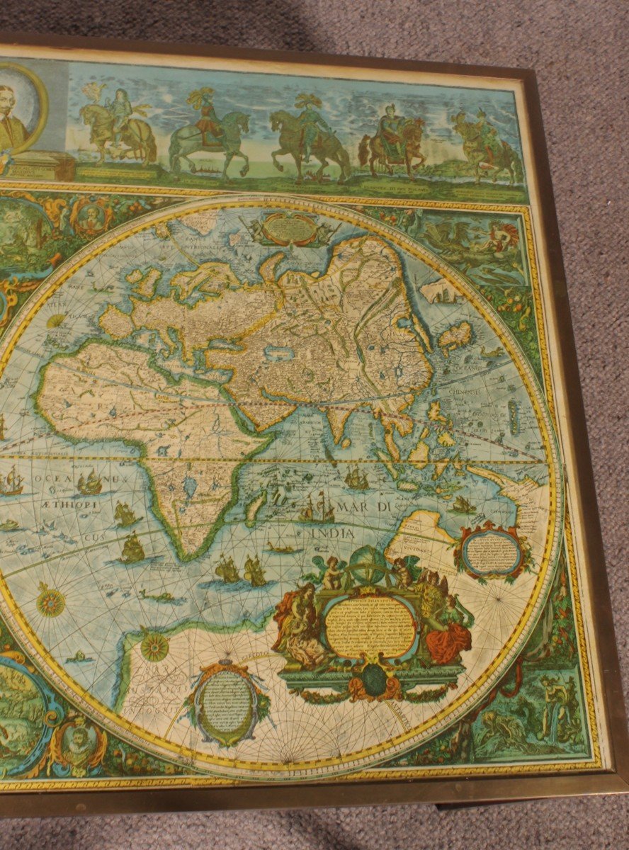 Coffee Table With Antique World Map-photo-2