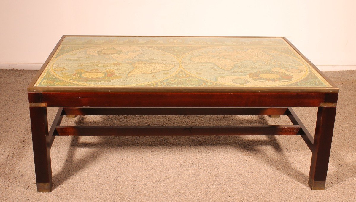 Coffee Table With Antique World Map