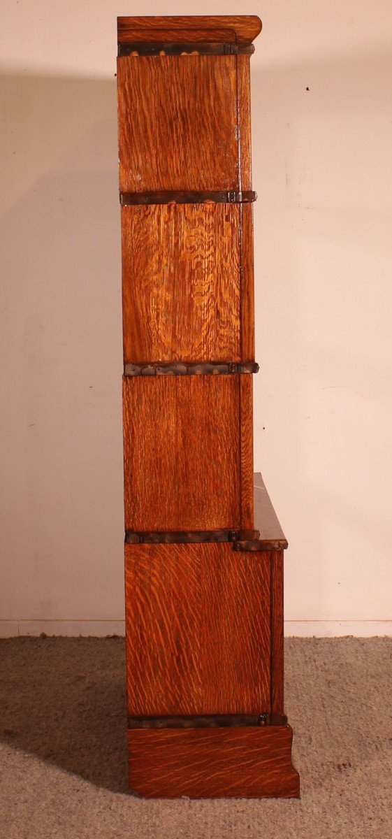 Stacking Bookcase In Oak Of 4 Elements With An Advanced Lower Element Globe-photo-3