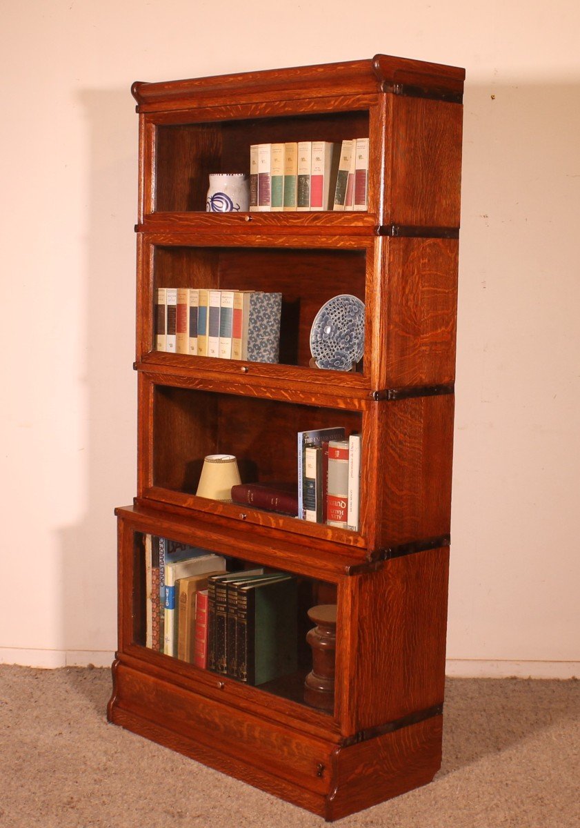 Stacking Bookcase In Oak Of 4 Elements With An Advanced Lower Element Globe-photo-7