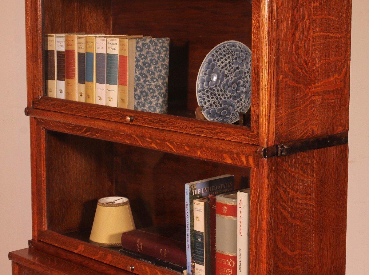 Stacking Bookcase In Oak Of 4 Elements With An Advanced Lower Element Globe-photo-8