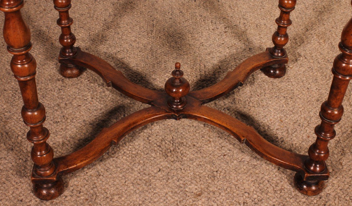 Louis XIV Table In Walnut And Inlays -18 Century-photo-1