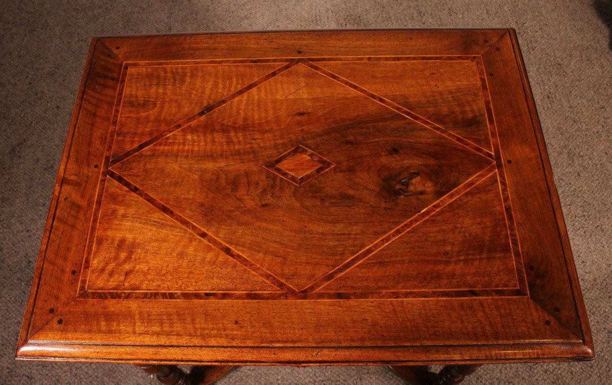 Louis XIV Table In Walnut And Inlays -18 Century-photo-2