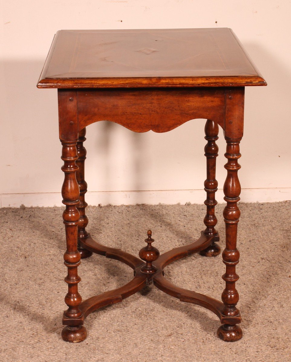 Louis XIV Table In Walnut And Inlays -18 Century-photo-5