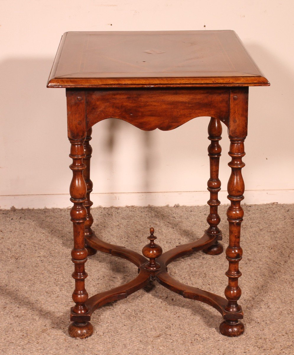 Louis XIV Table In Walnut And Inlays -18 Century-photo-7