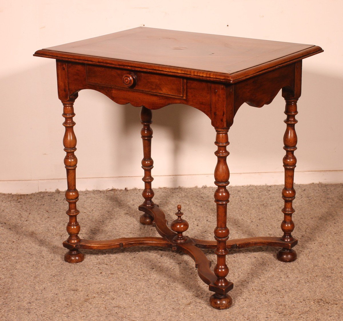 Louis XIV Table In Walnut And Inlays -18 Century-photo-8