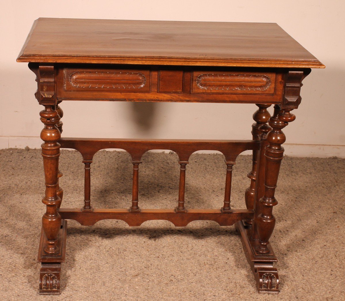 Renaissance Style Walnut Cabinet Base Or Small Decorative Table-photo-4