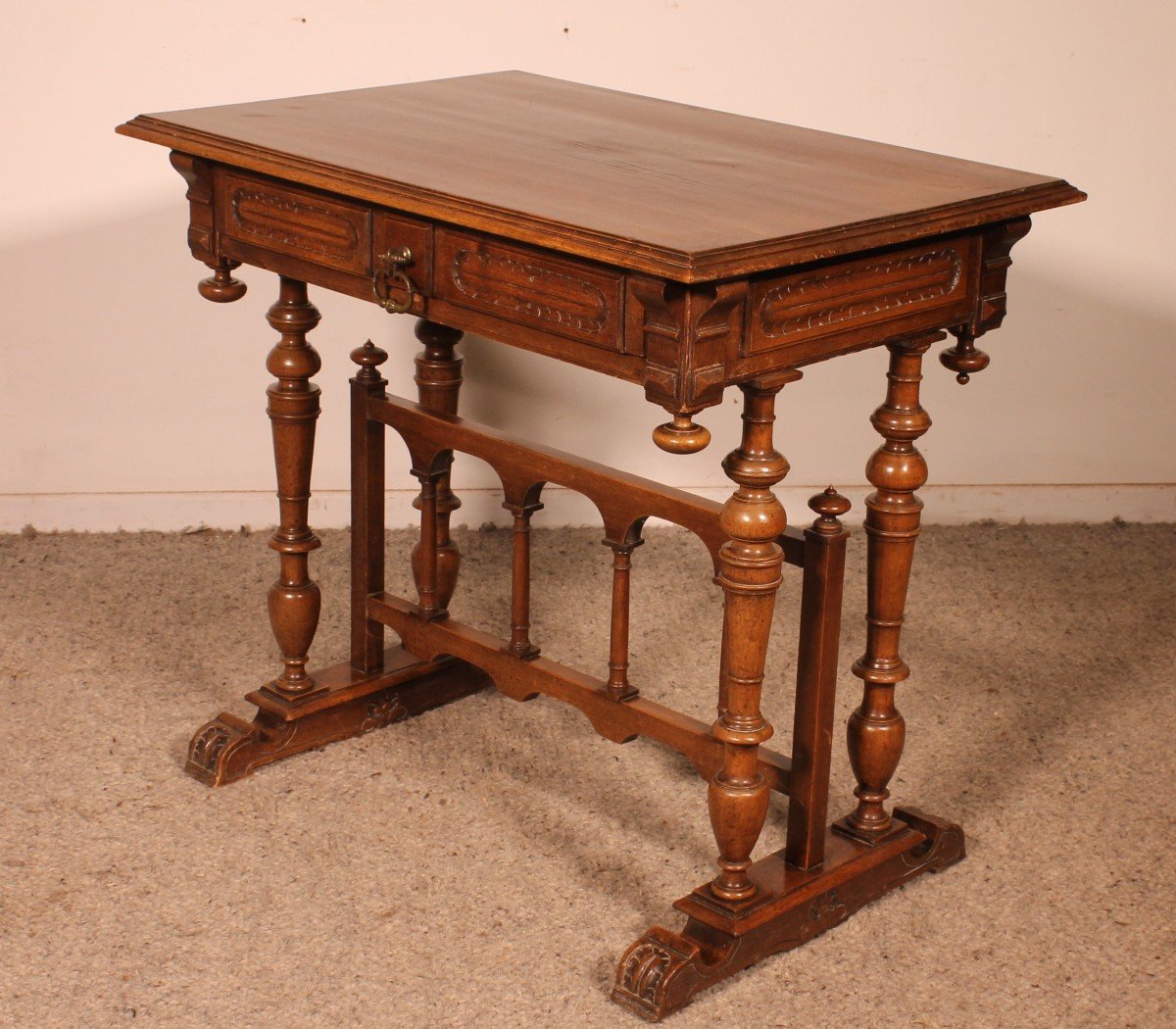 Renaissance Style Walnut Cabinet Base Or Small Decorative Table-photo-6