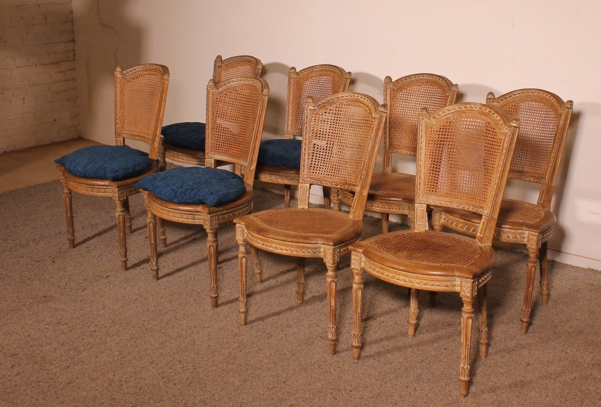 Set Of 8 Directoire Period Oak Chairs -photo-2