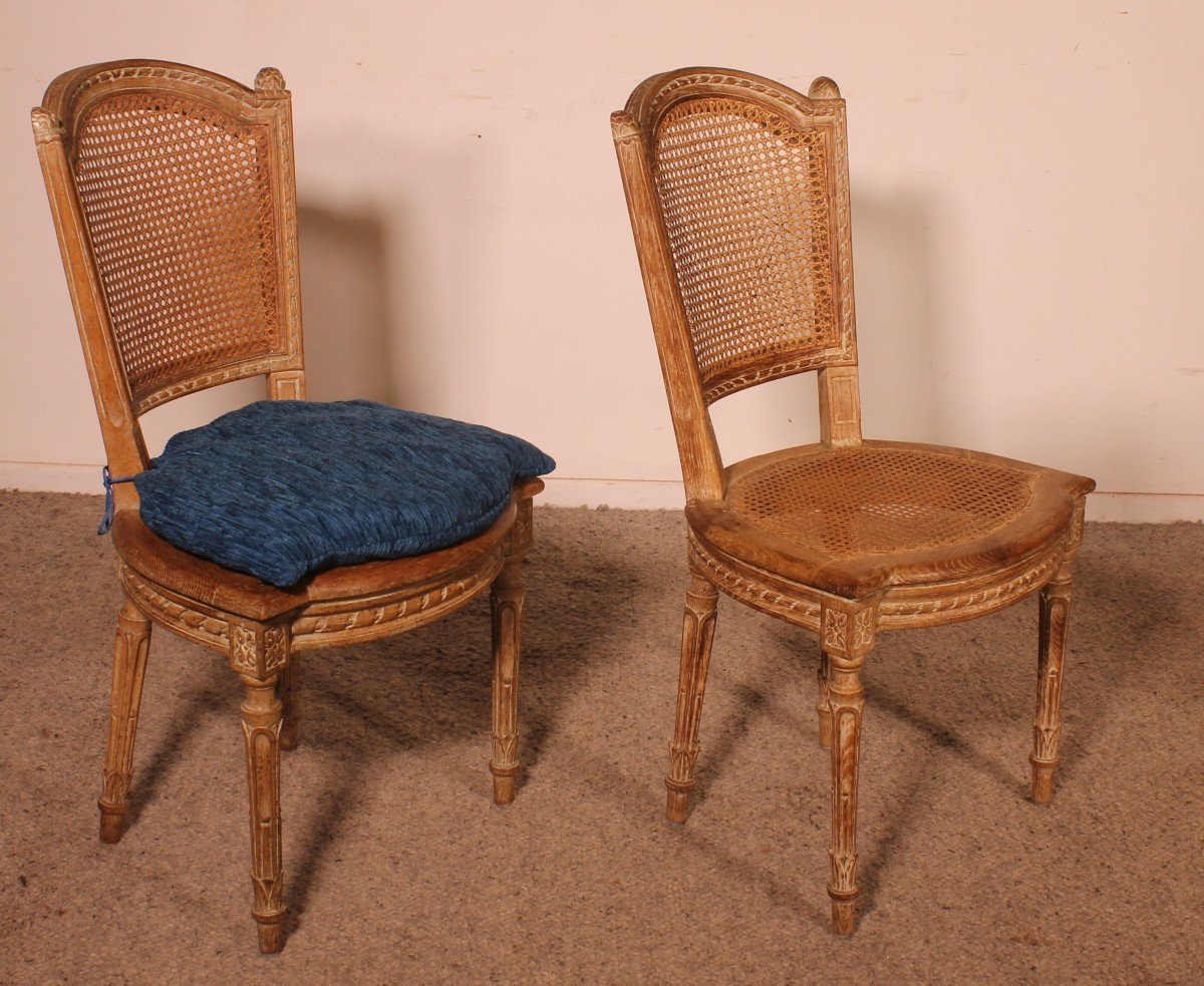 Set Of 8 Directoire Period Oak Chairs -photo-1