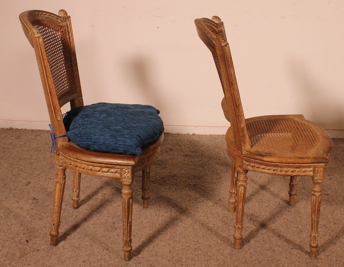 Set Of 8 Directoire Period Oak Chairs -photo-2