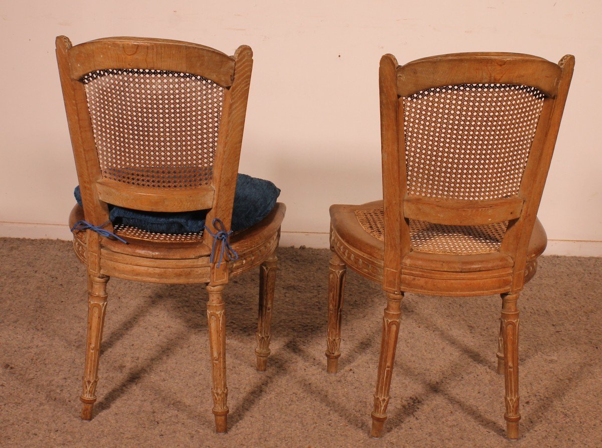 Set Of 8 Directoire Period Oak Chairs -photo-3