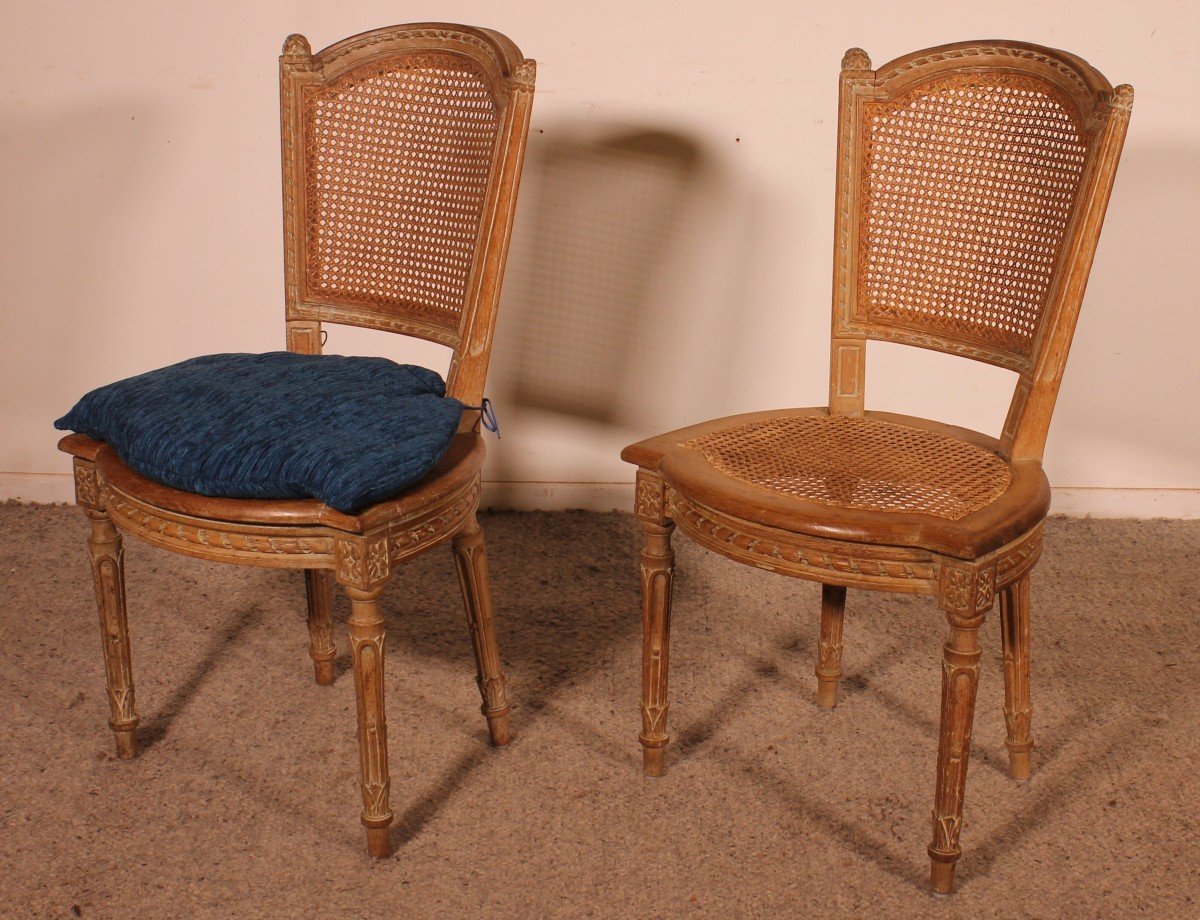 Set Of 8 Directoire Period Oak Chairs -photo-5