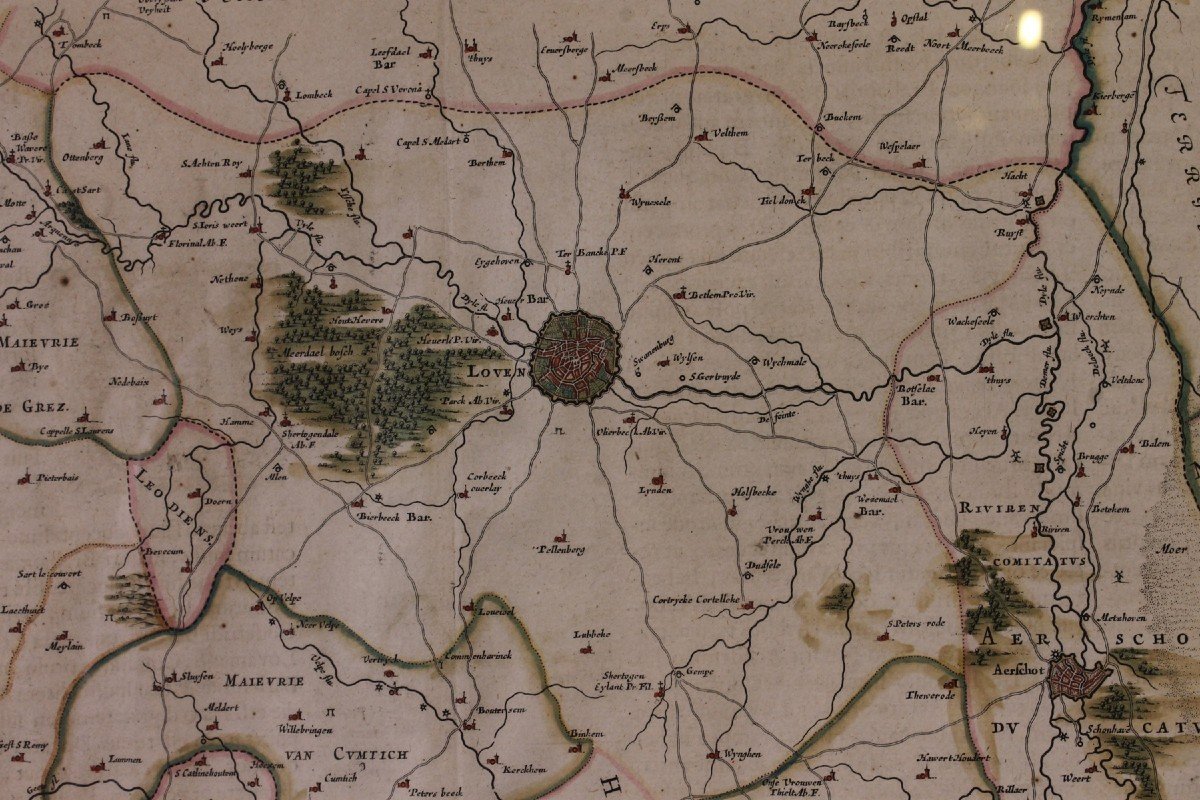 Antique Map Of Lovanium By Bleau Circa 1640-photo-2