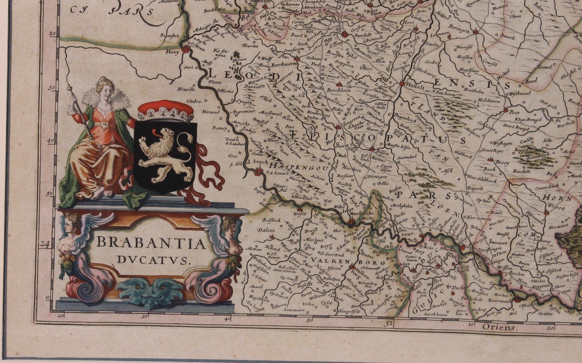 Antique Map Of Brabantia Ducantus By Bleau Circa 1640-photo-4