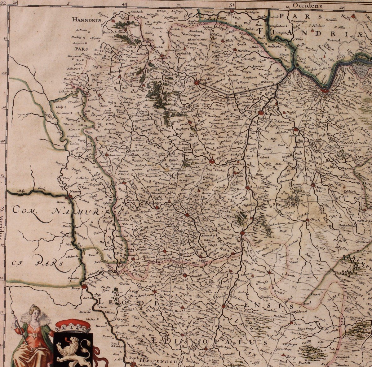 Antique Map Of Brabantia Ducantus By Bleau Circa 1640-photo-2