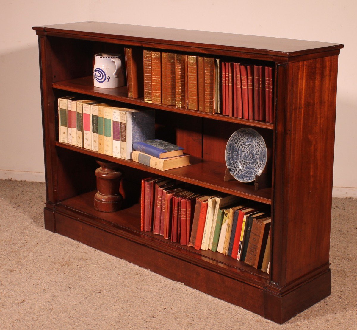 Low Open Bookcase In Mahogany 19th Century - England-photo-3