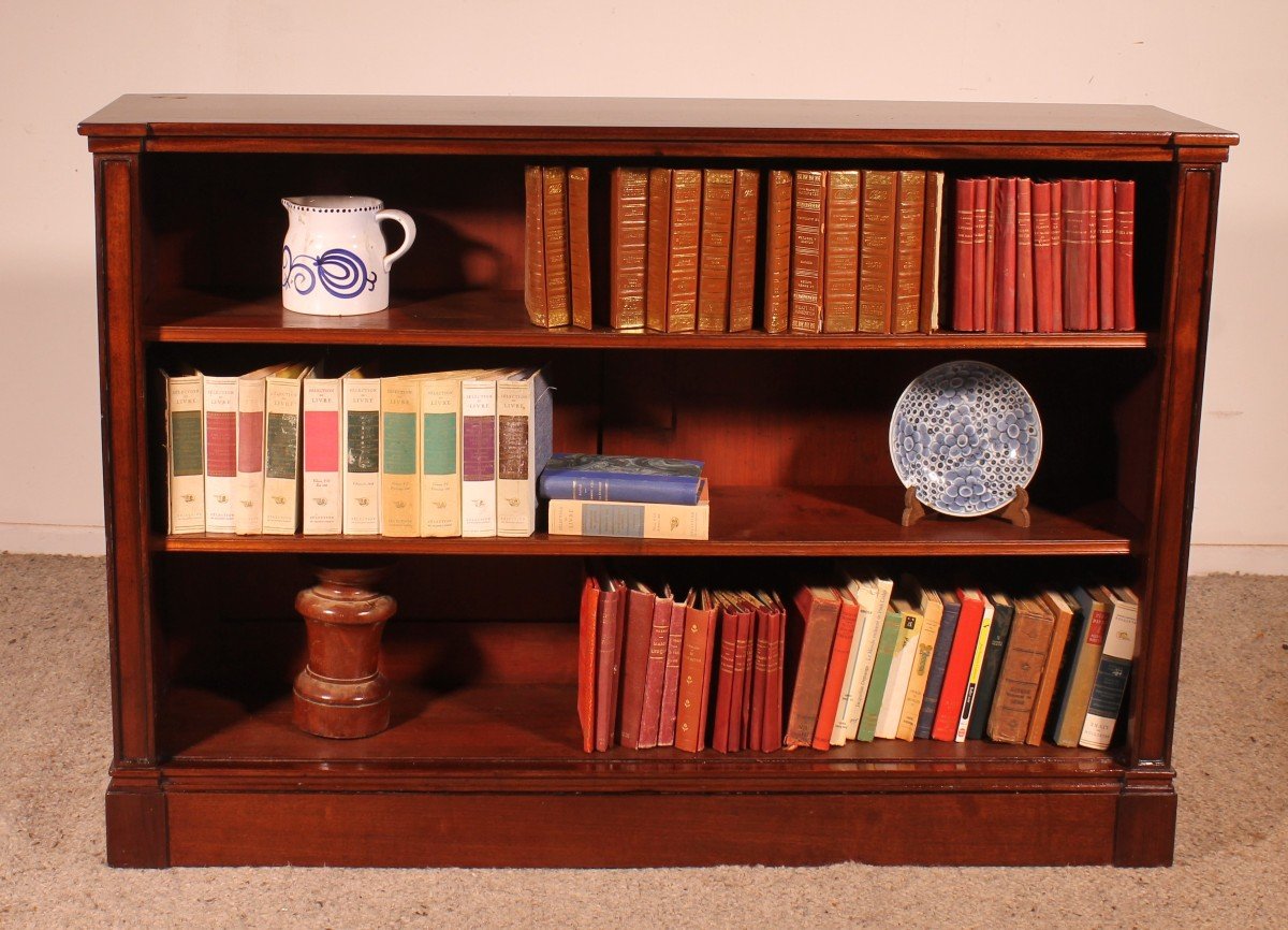 Low Open Bookcase In Mahogany 19th Century - England