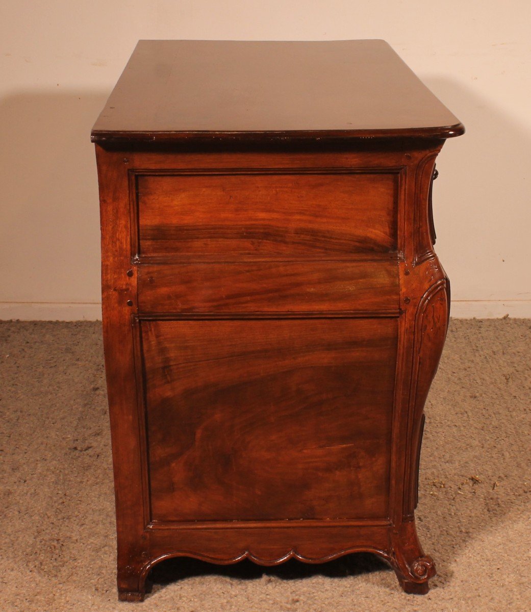 Small Walnut Chest Of Drawers Called Tombeau Commode - 18th Century-photo-3