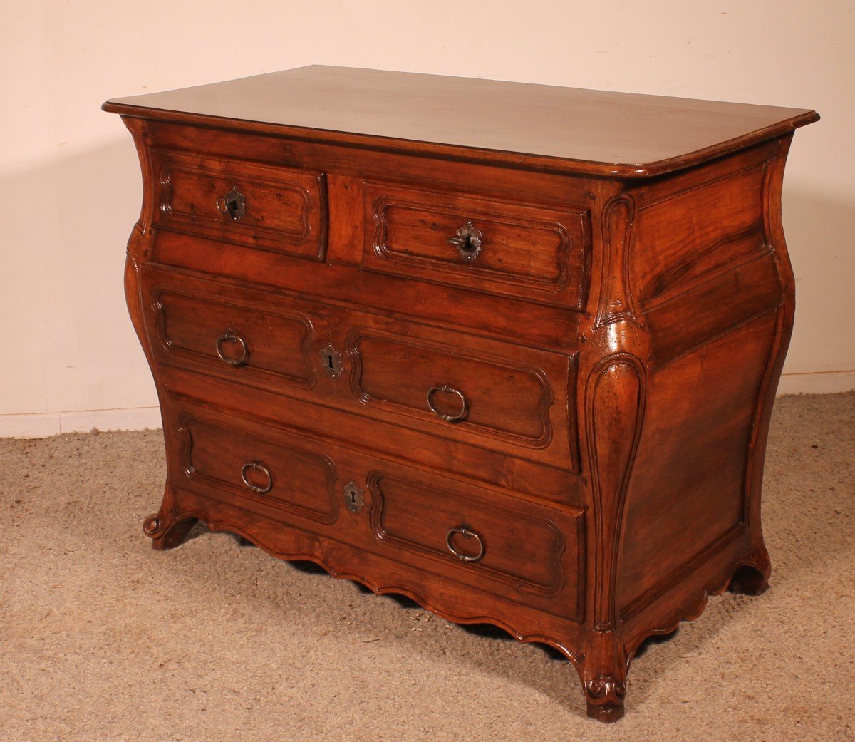 Small Walnut Chest Of Drawers Called Tombeau Commode - 18th Century-photo-6