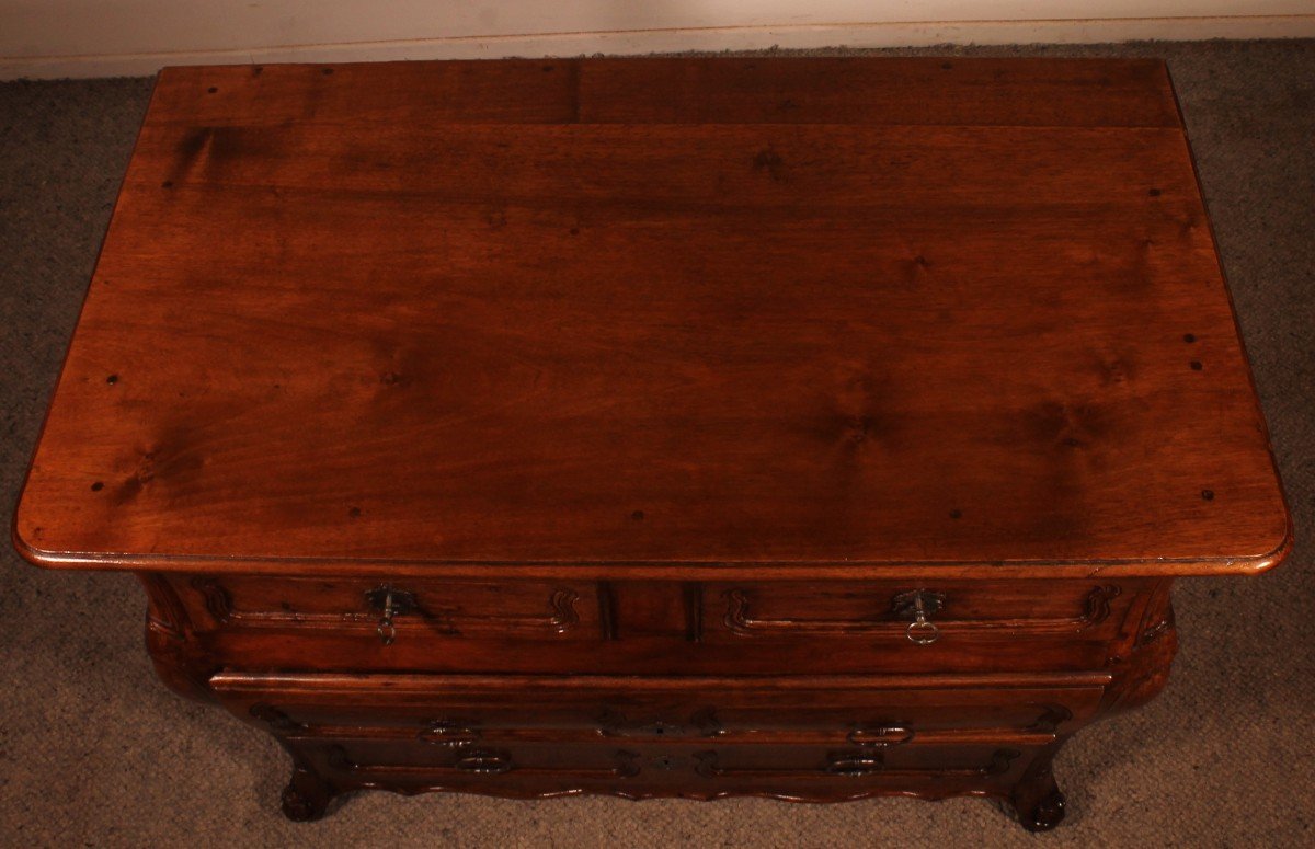 Small Walnut Chest Of Drawers Called Tombeau Commode - 18th Century-photo-7