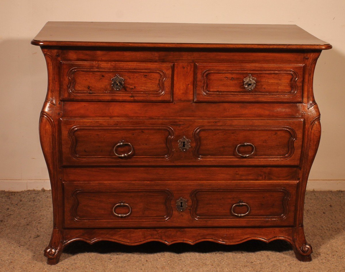 Small Walnut Chest Of Drawers Called Tombeau Commode - 18th Century