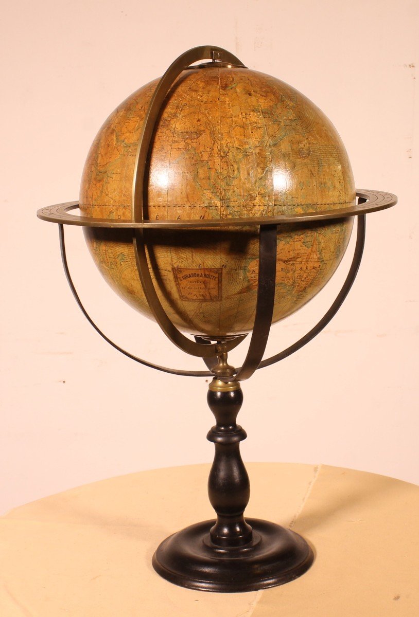 Globe Terrestre Par E. Girard Et Boite Paris- 19° Siècle-photo-1