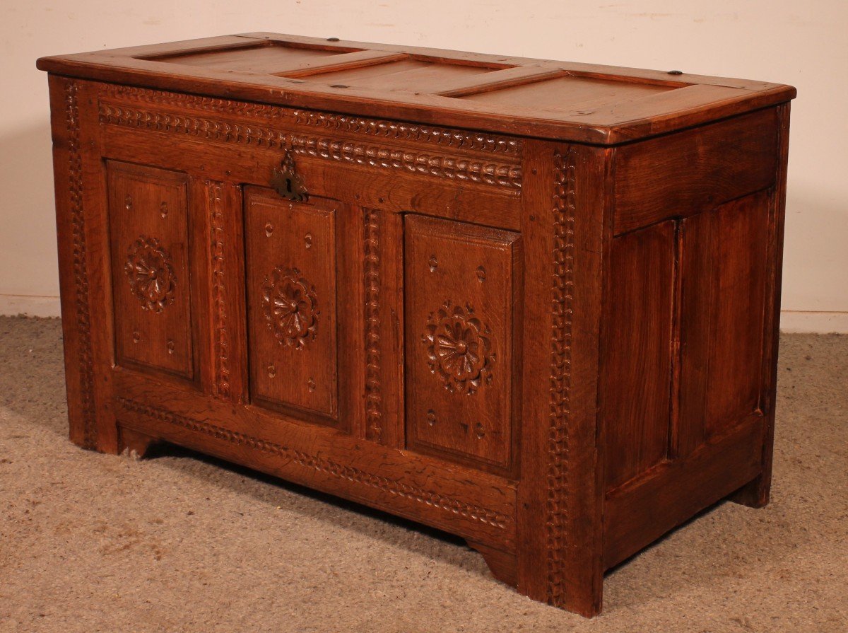 Renaissance Oak Chest - 17th Century-photo-5