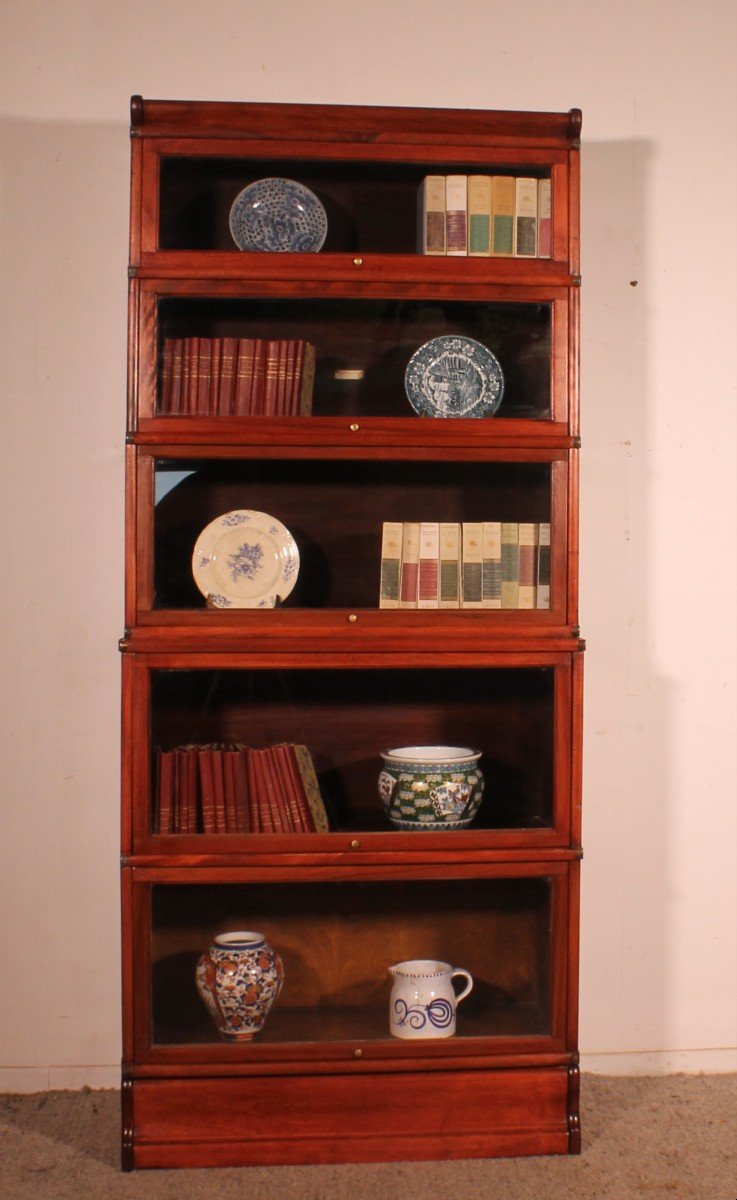 Bookcase Called Stacking Bookcase In Mahogany Of 5 Elements With Extension From Globe Wernicke-photo-2