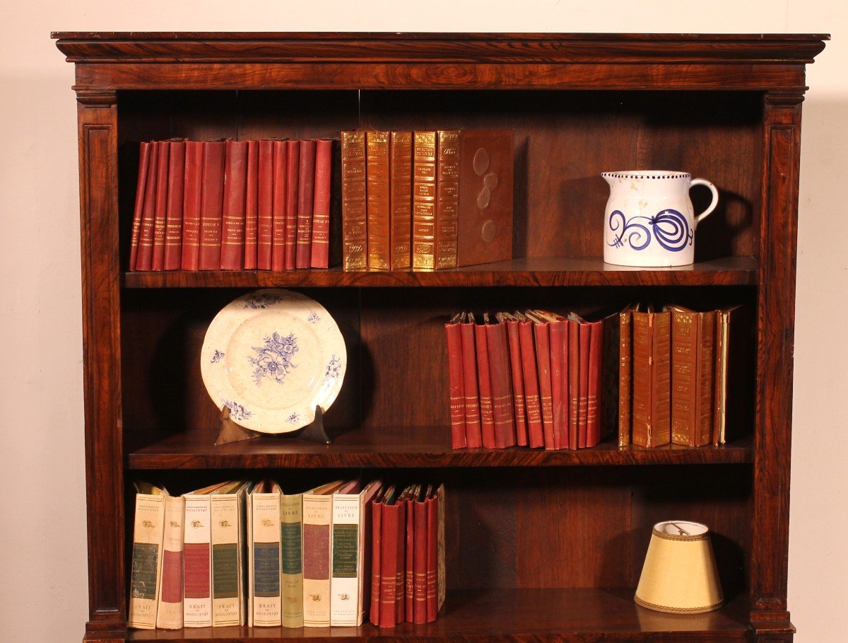 19th Century Rosewood Open Bookcase With Breakfront-photo-3