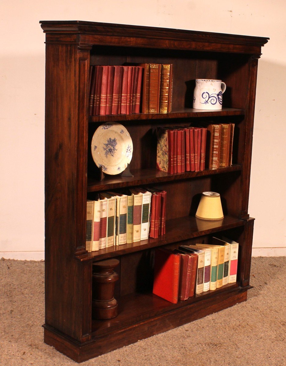 19th Century Rosewood Open Bookcase With Breakfront-photo-2